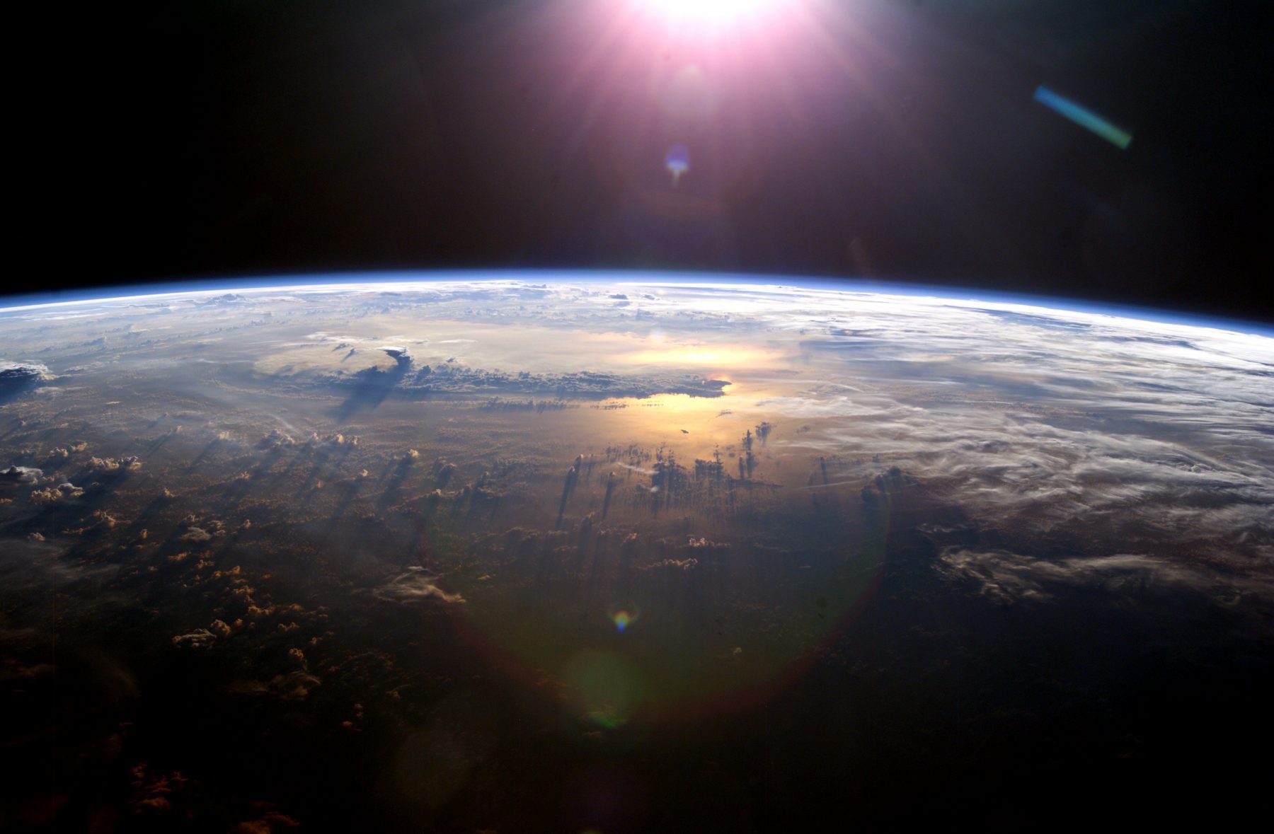 Sunlight over Earth from orbit